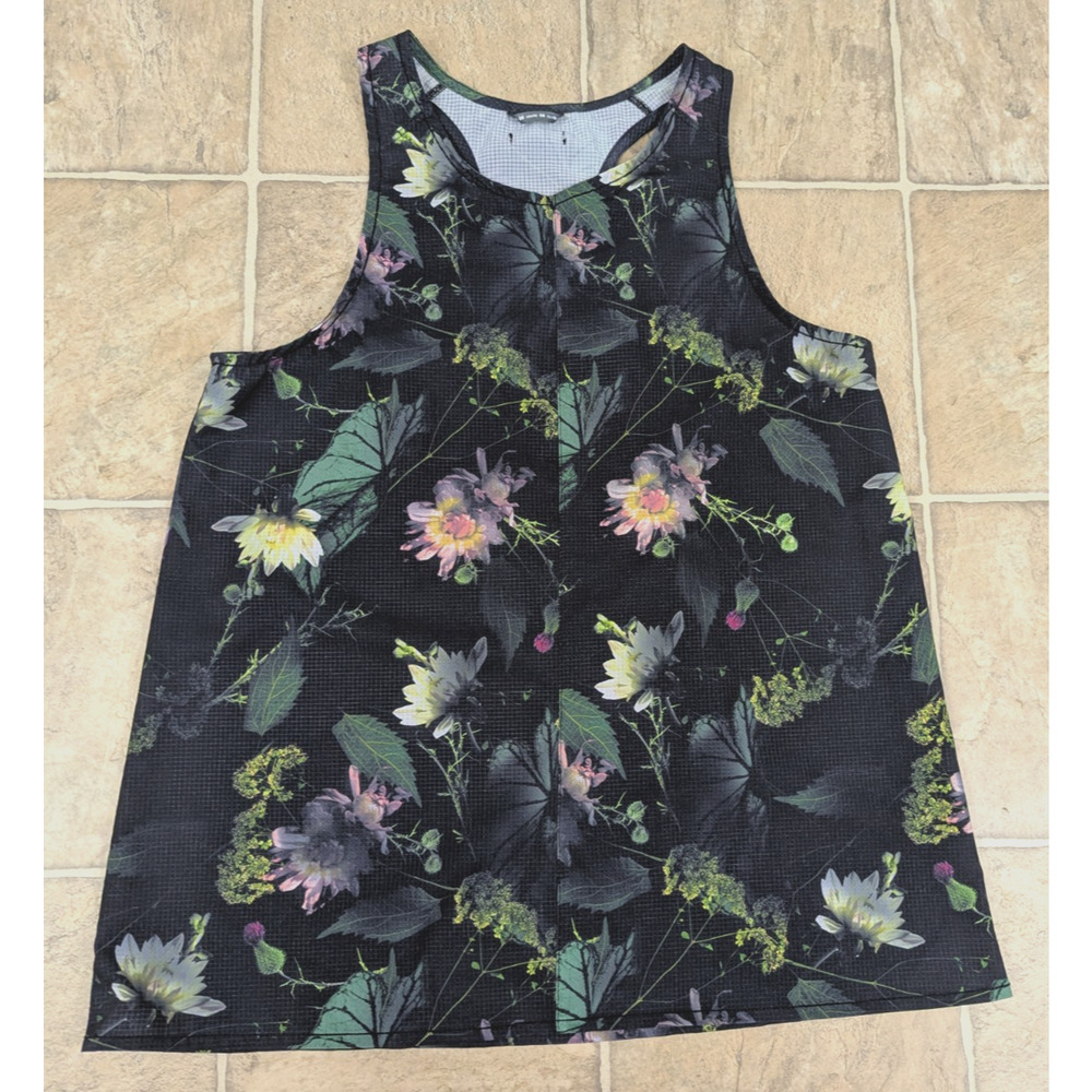 Oiselle sz 8 Passport Running Racerback Tank Top colorful floral print 1020